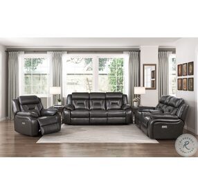 Amite Dark Gray Power Double Reclining Living Room Set