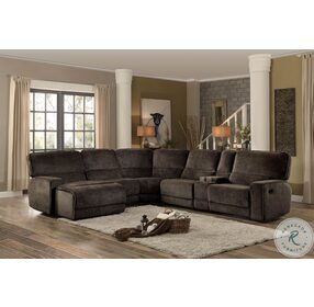 Shreveport Brown 6 Piece LAF Chaise Reclining Sectional