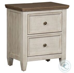 Heartland Antique White 2 Drawer Nightstand with Charging Station