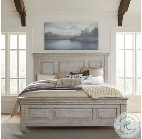 Heartland Antique White King Panel Bed