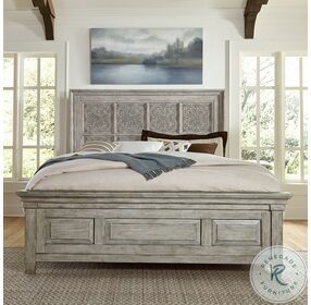 Heartland Antique White Decorative King Panel Bed
