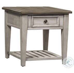 Heartland Antique White And Tobacco Drawer End Table