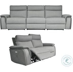 Maroni Two Tone Gray Double Power Reclining Living Room Set With Power Headrests
