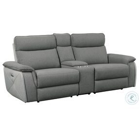 Maroni Dark Gray Double Power Reclining Center Console Loveseat With Power Headrests