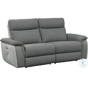 Maroni Two Tone Dark Gray Double Power Reclining Loveseat With Power Headrests