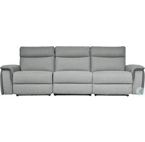 Maroni Two Tone Gray Double Power Reclining Sofa With Power Headrests