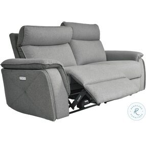 Maroni Two Tone Gray Double Power Reclining Loveseat With Power Headrests