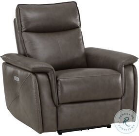 Maroni Brown Power Recliner With Power Headrest