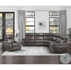 Maroni Dark Brown Power Reclining Sectional With Power Headrest