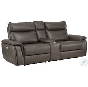 Maroni Dark Brown Power Double Reclining Console Loveseat with Power Headrests