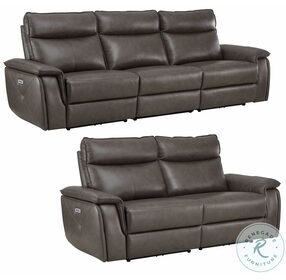 Maroni Dark Brown Power Double Reclining Living Room Set with Power Headrests