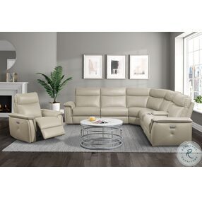 Maroni Taupe Power Reclining RAF Sectional With Power Headrest