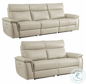 Maroni Taupe Power Double Reclining Living Room Set with Power Headrests