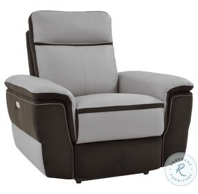 Laertes Two Tones Gray Leather Power Reclining Chair
