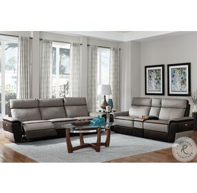 Laertes Charcoal And Taupe Gray Power Double Reclining Living Room Set
