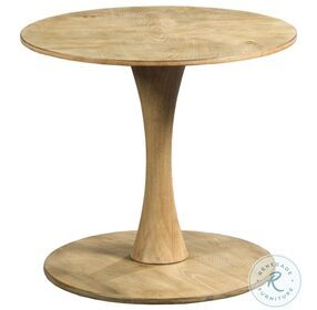 Oblique Wire Brushed Natural Cerused Elm Round End Table