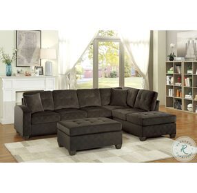 Emilio Chocolate 3 Piece Sectional with Ottoman