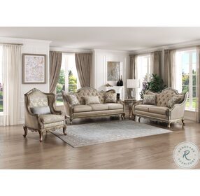 Fiorella Taupe Faux Silk Living Room Set