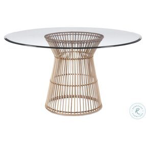 Leana Natural Glass Top Round Dining Table