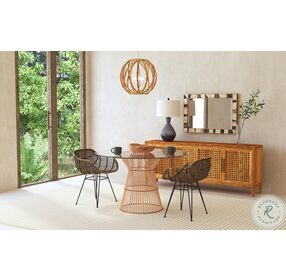 Leana Natural Glass Top Round Dining Room Set