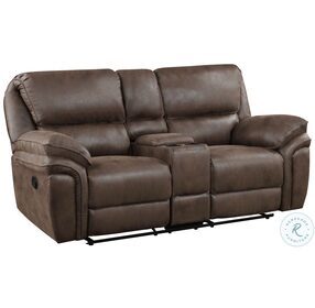 Proctor Brown Double Reclining Console Loveseat