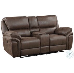 Proctor Brown Double Power Reclining Console Loveseat