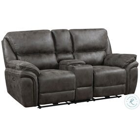 Proctor Gray Double Power Reclining Console Loveseat