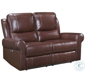 McCall Brown Double Power Reclining Loveseat with Power Headrest