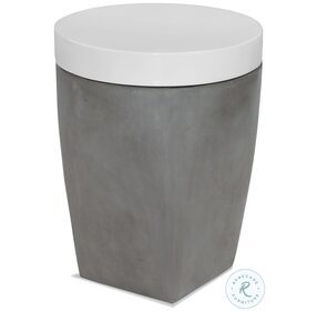 Moreno Natural Concrete And Gloss White Round Accent Table