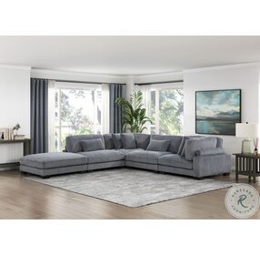 Traverse Gray 5 Piece Modular Sectional With Ottoman