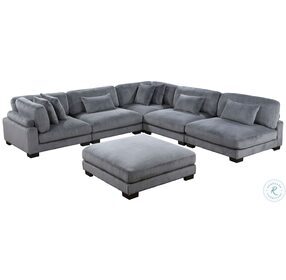 Traverse Gray 6 Piece Modular Sectional With Ottoman
