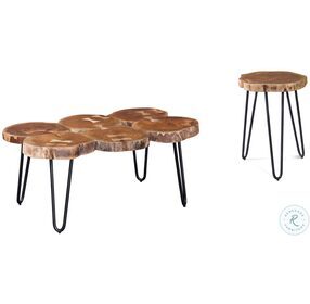 Thorpe Natural And Matte Black Occasional Table Set