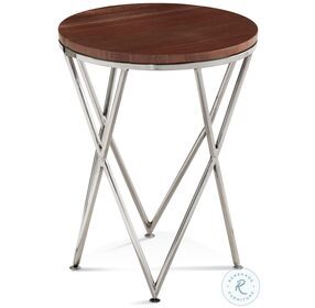 Thiago Chrome And Red Marble Top Round Accent Table