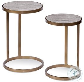 Nilo Bronze Marble Top Round Nesting Table Set of 2