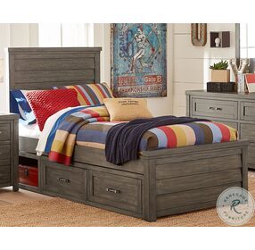 Bunkhouse Aged Barnwood Twin Louvered Panel Double Storage Bed