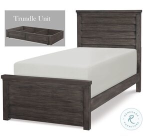 Bunkhouse Aged Barnwood Twin Louvered Panel Bed With Trundle