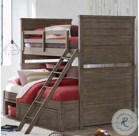 Bunkhouse Aged Barnwood Twin Over Full Double Storage Bunk Bed