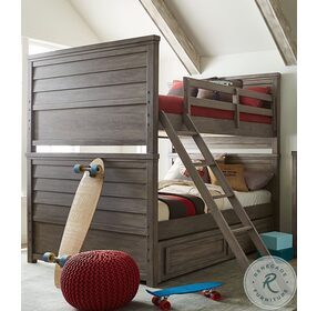 Bunkhouse Aged Barnwood Twin Over Twin Bunk Bed With Trundle