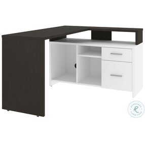 Equinox Deep Grey And White 56" L Shaped Desk