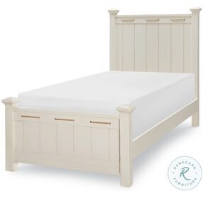 Lake House Pebble White Twin Low Poster Bed
