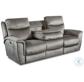 Shimmer Granite Reclining Sofa with Power Headrest and Drop Down Tray