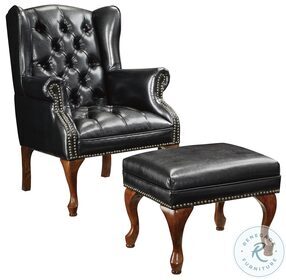 Roberts Black And Espresso Accent Chair with Ottoman