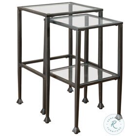 Leilani Glass Top And Black Metal 2 Piece Nesting Table Set