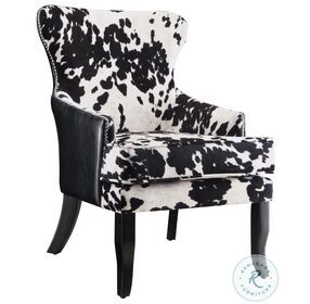 Trea Black And White Cowhide Print Accent Chair