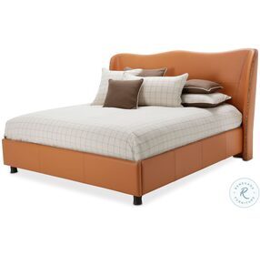 21 Cosmopolitan Diablo Orange Wing California King Upholstered Panel Bed