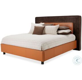 21 Cosmopolitan Diablo Orange And Umber Tufted Queen Upholstered Panel Bed