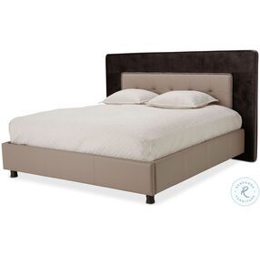 21 Cosmopolitan Pebble Grain Taupe And Umber Tufted California King Upholstered Panel Bed