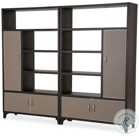 21 Cosmopolitan Pebble Grain Taupe And Umber 2 Piece Bookcase Unit