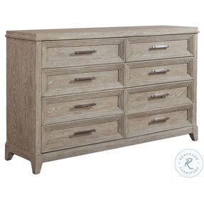 Belmar Washed Taupe And Silver Champagne 8 Drawer Dresser
