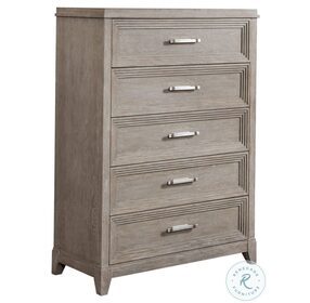 Belmar Washed Taupe And Silver Champagne 5 Drawer Chest